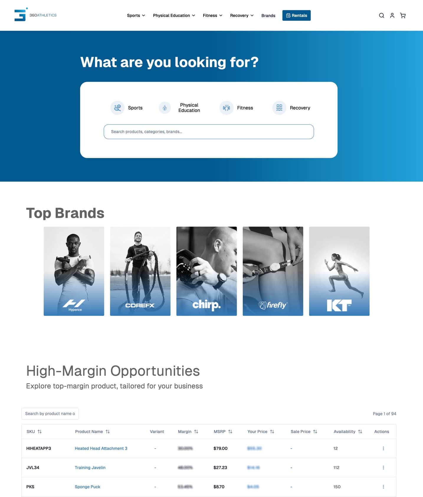 360 Athletics Dealer Portal — screenshot